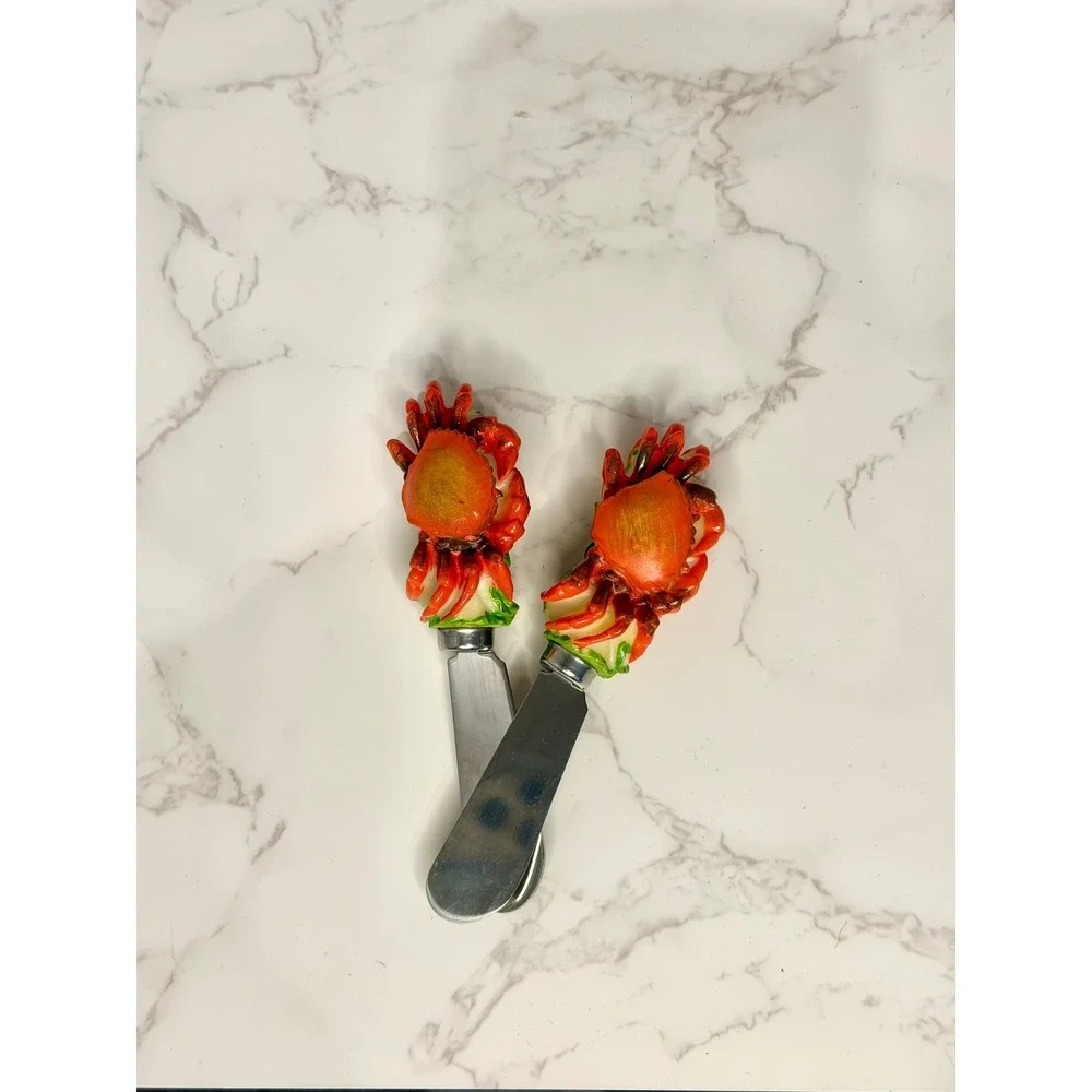 Vintage Crab Cheese Spreader Set of 2 Stainless Steel Coastal Nautical Decor